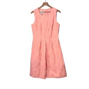 Talbots Peach Floral Jacquard Midi Dress